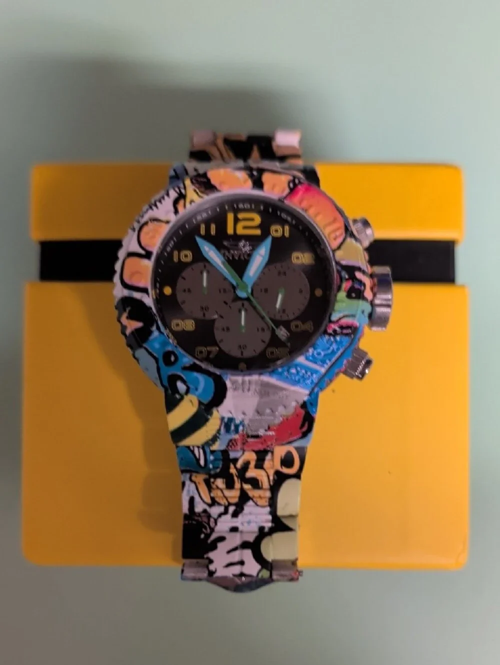 Invicta Multicolor Graffiti-Style Chronograph Watch